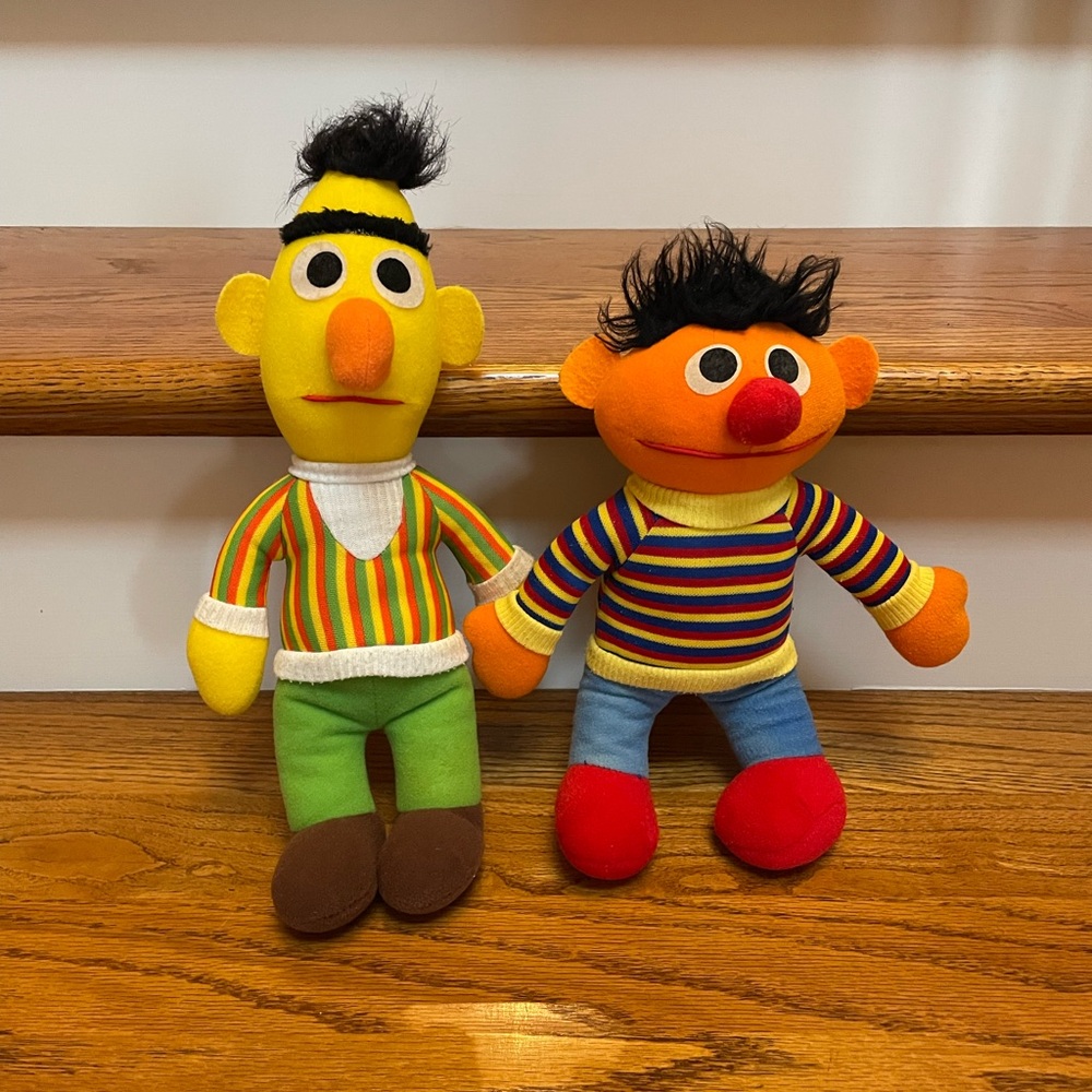 Vintage Sesame Street Bert and Ernie Plush Toy Set.  Collector Items!